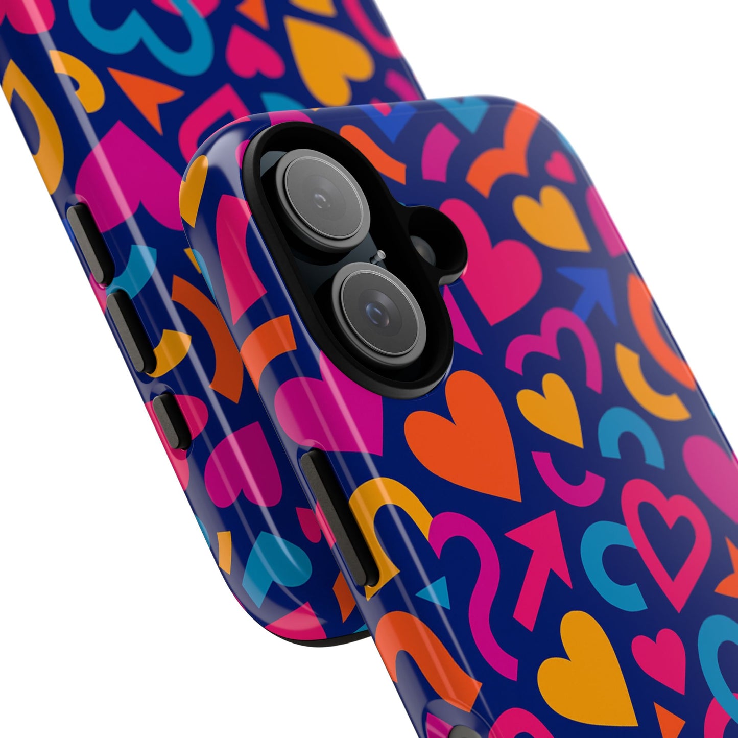 vibrant multicolour heart pattern protective phone case with 3d wrap design for stylish smartphone accessories compatible with iphone 13, 14, 15 & 16 – all models including pro, pro max & plus