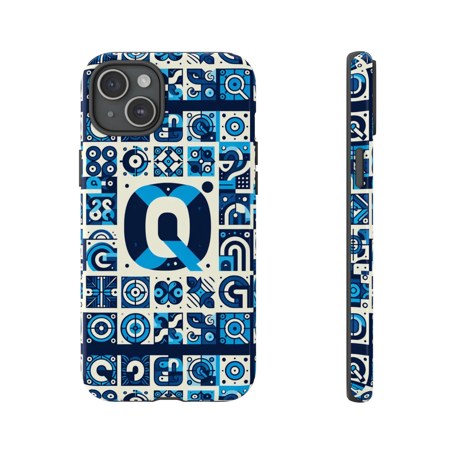 blue alphabet letter q phone case with 3d wrap protective cover for smartphones kids and adults stylish silicone shock absorption durable design