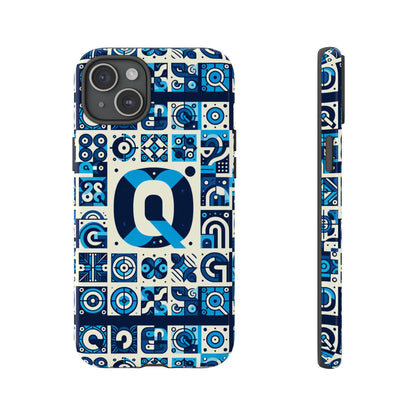 Blue Alphabet Letter Q Phone Case with 3D Wrap Protective Cover for Smartphones Kids and Adults Stylish Silicone Shock Absorption Durable Design