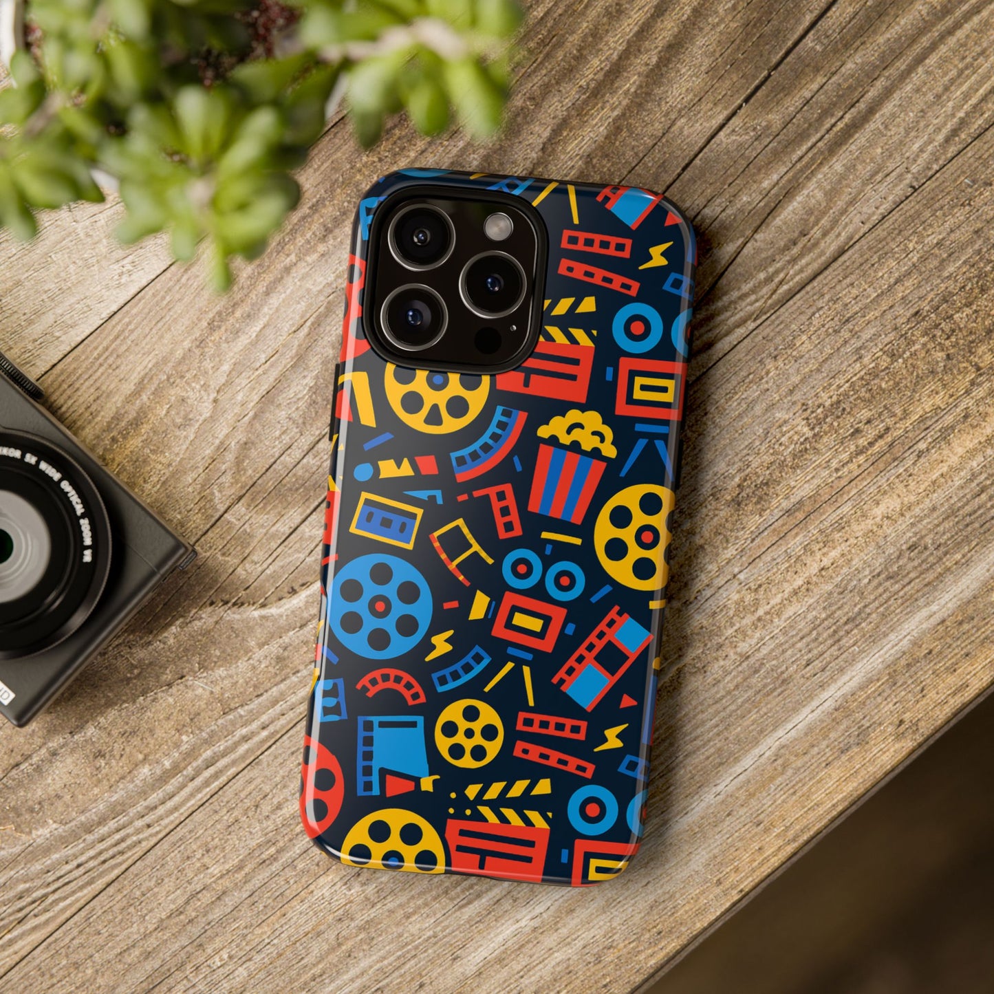 vibrant 3d film reel protective phone case for unique style and robust protection compatible with iphone 13, 14, 15 & 16 – all models including pro, pro max & plus