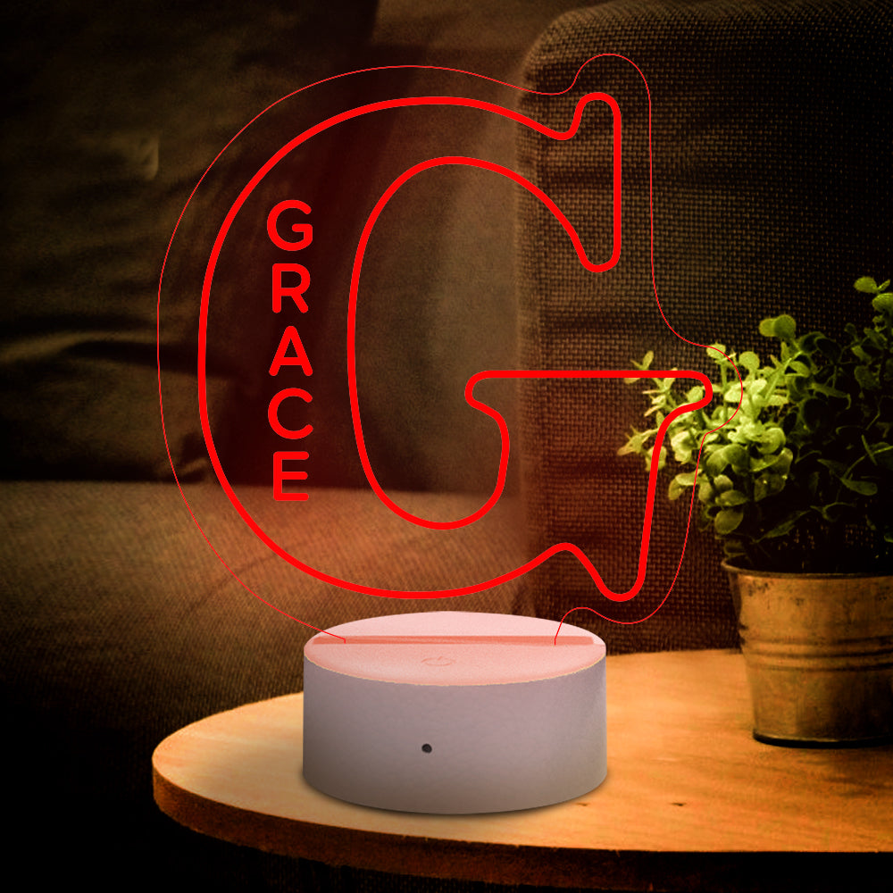 a-z 26 letters led lamp custom name night light for kids, colour changing acrylic night light, personalised bedroom decor, gift for him or her