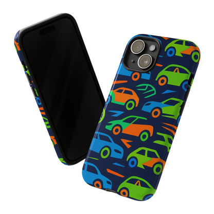 Vibrant 3D Car Pattern Protective Phone Case for Expressive Individuals Stylish Accessory Compatible with iPhone 13, 14, 15 & 16 – all models including Pro, Pro Max & Plus