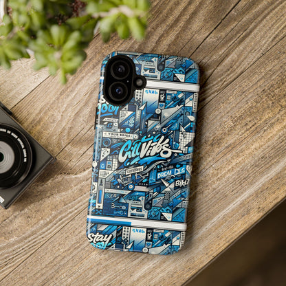 Vibrant 3D Wrap Protective Phone Case in Retro Blue Aesthetic for Stylish Protection Compatible with iPhone 13, 14, 15 & 16 – All Models Including Pro, Pro Max & Plus