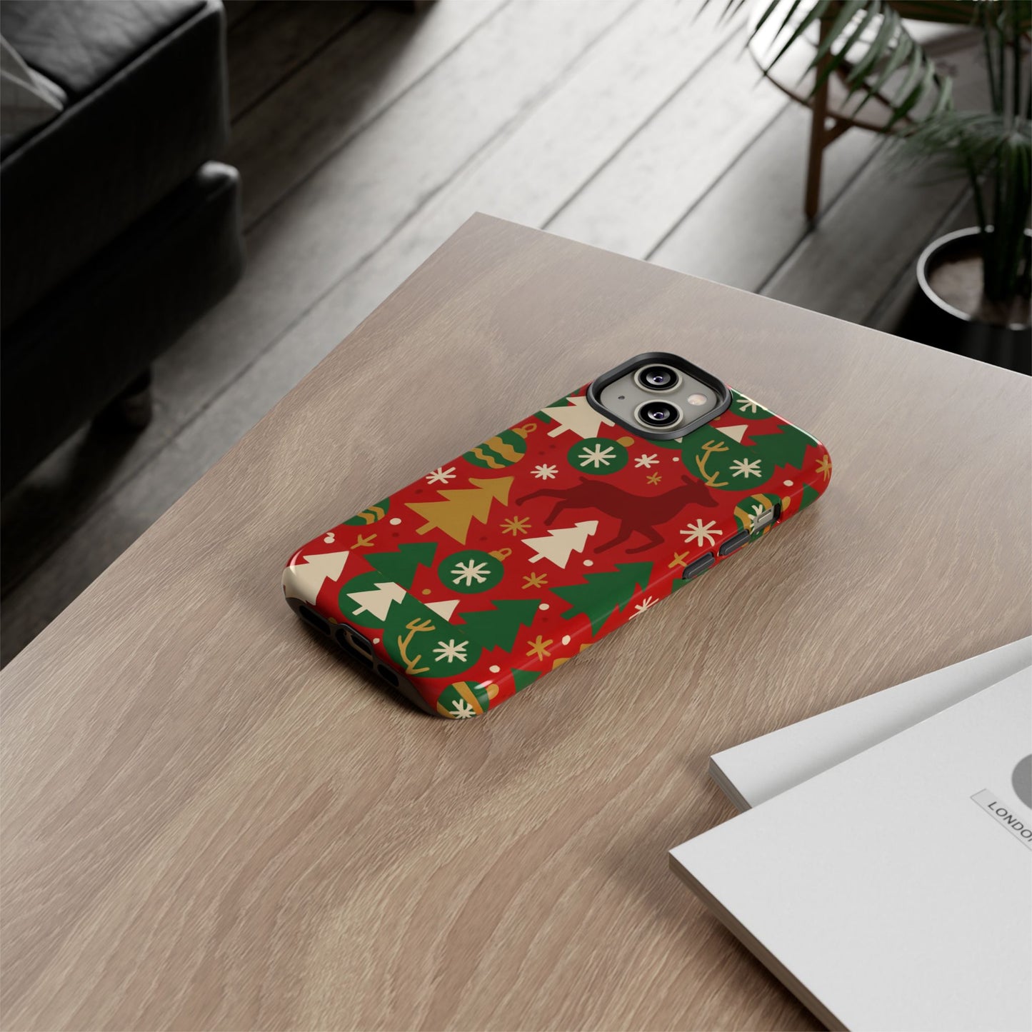 vibrant red christmas phone case with festive 3d design for stylish protection compatible with iphone 13, 14, 15 & 16 – all models including pro, pro max & plus