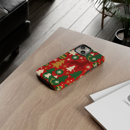 Vibrant Red Christmas Phone Case with Festive 3D Design for Stylish Protection Compatible with iPhone 13, 14, 15 & 16 – all models including Pro, Pro Max & Plus