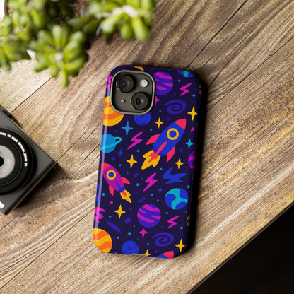 Vibrant 3D Wrap Protective Phone Case with Playful Space Theme for Stylish Self-Expression Compatible with iPhone 13, 14, 15 & 16 – all models including Pro, Pro Max & Plus