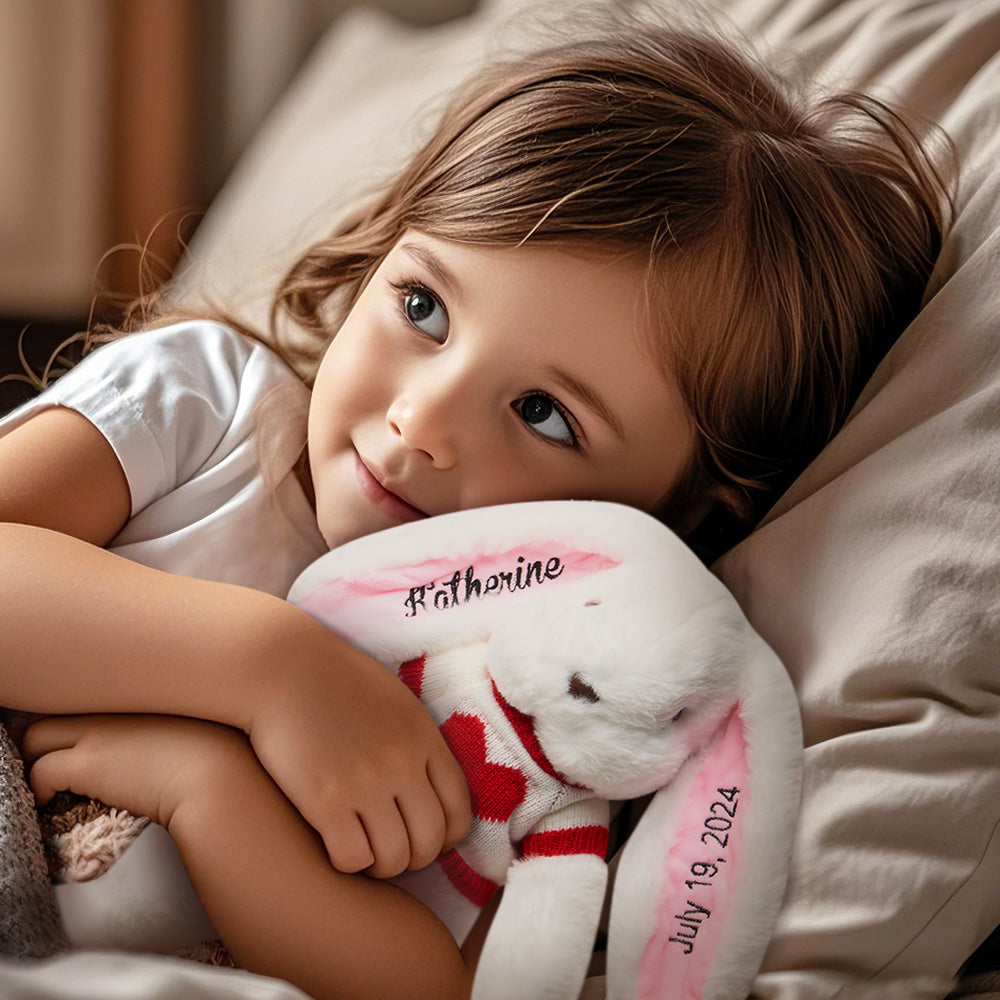 personalized sweater bunny plush toys custom rabbit with embroidered name gift for children soft cuddly toy for birthdays and special occasions