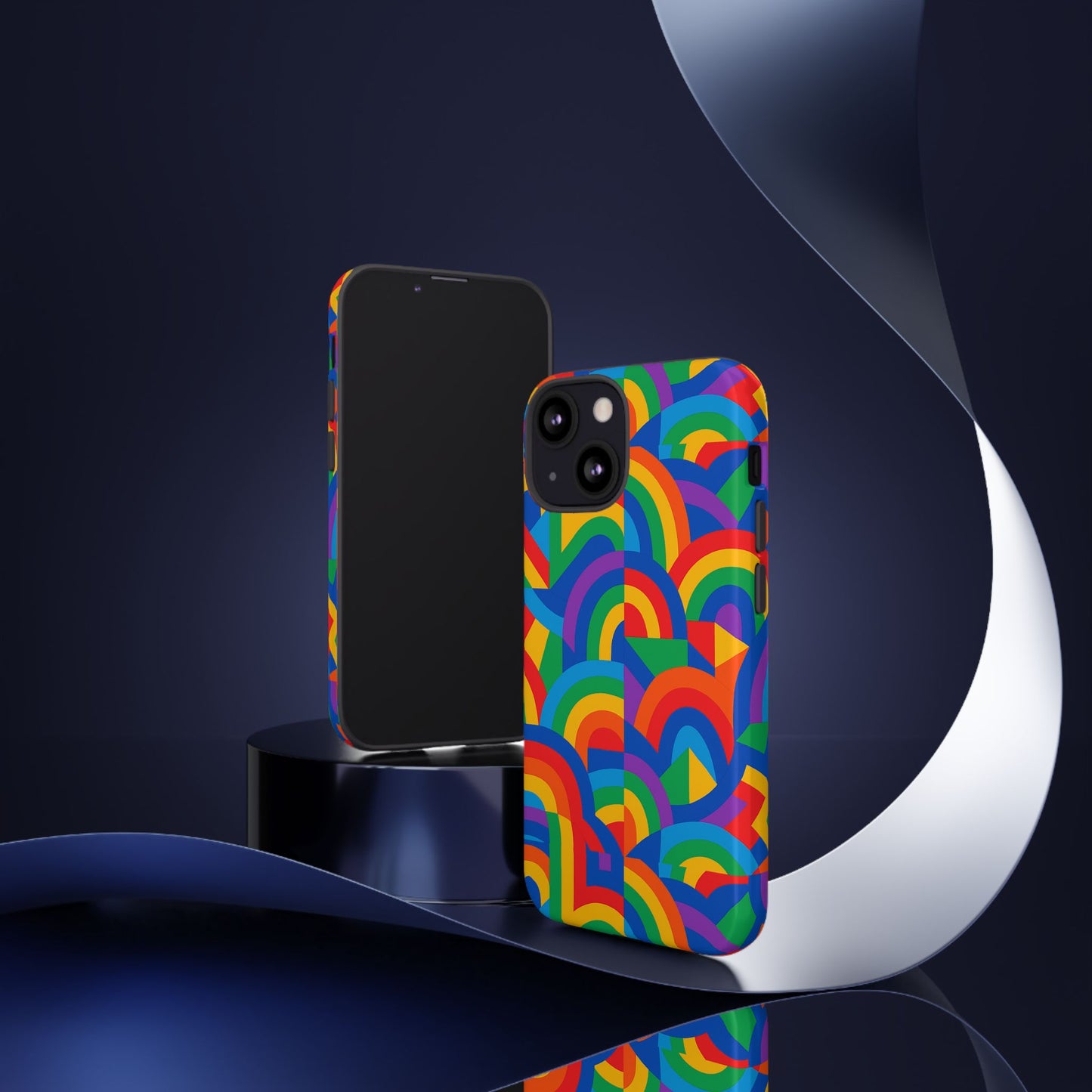 multicolour rainbow protective phone case with 3d design for stylish protection compatible with iphone 13, 14, 15 & 16 – all models including pro, pro max & plus