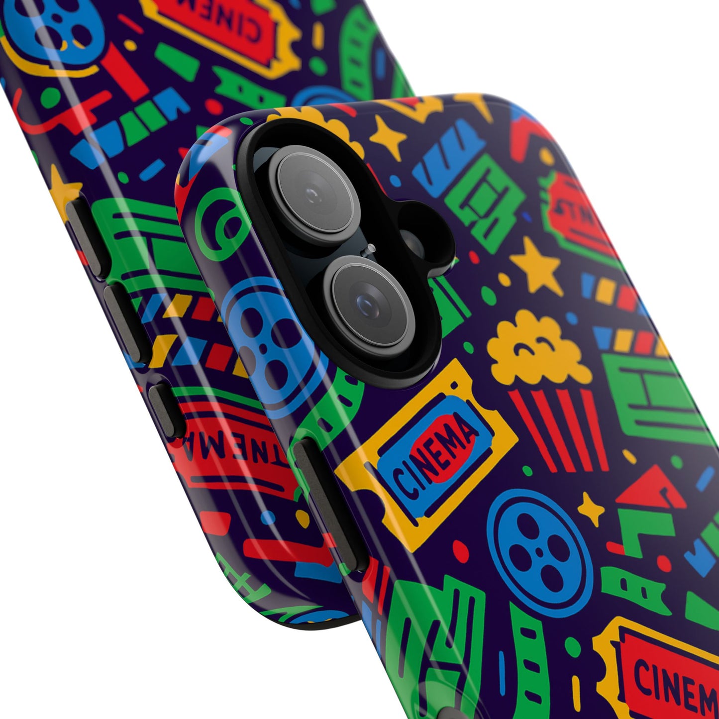 vibrant multicolour cinema-themed 3d wrap protective phone case for self-expression stylish protection compatible with iphone 13, 14, 15 & 16 – all models including pro, pro max & plus