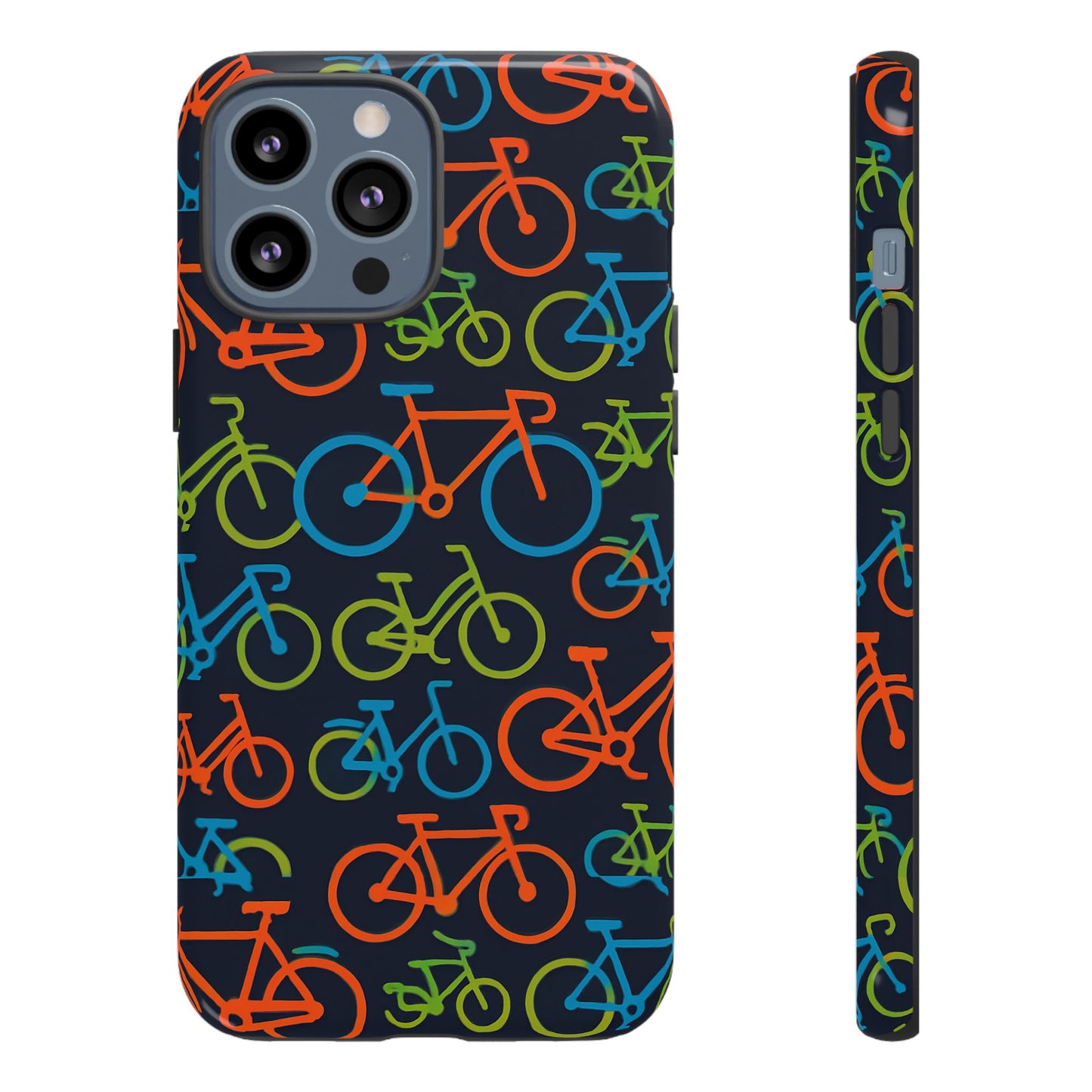 multicolour bicycle print protective phone case for smartphones – vibrant style and trendy accessory compatible with iphone 13, 14, 15 & 16 – all models including pro, pro max & plus