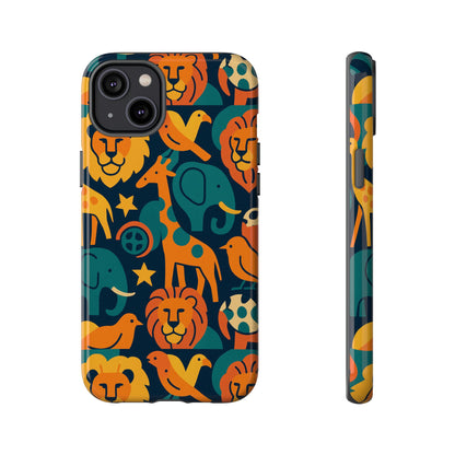Vibrant Animal Print Protective Phone Case in Multicolour – Playful Design for Stylish Protection – Compatible with iPhone 13, 14, 15 & 16 – All Models Including Pro, Pro Max & Plus