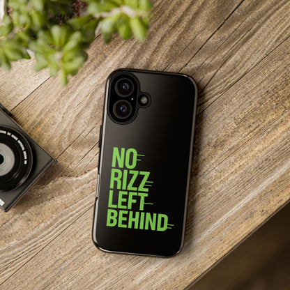 Tough Phone Case - No Rizz Left Behind, Durable Protection, Shock Absorbent, Stylish Design, Perfect Gift for Adults, Supports Wireless Charging, UV Protected, Lightweight Accessory