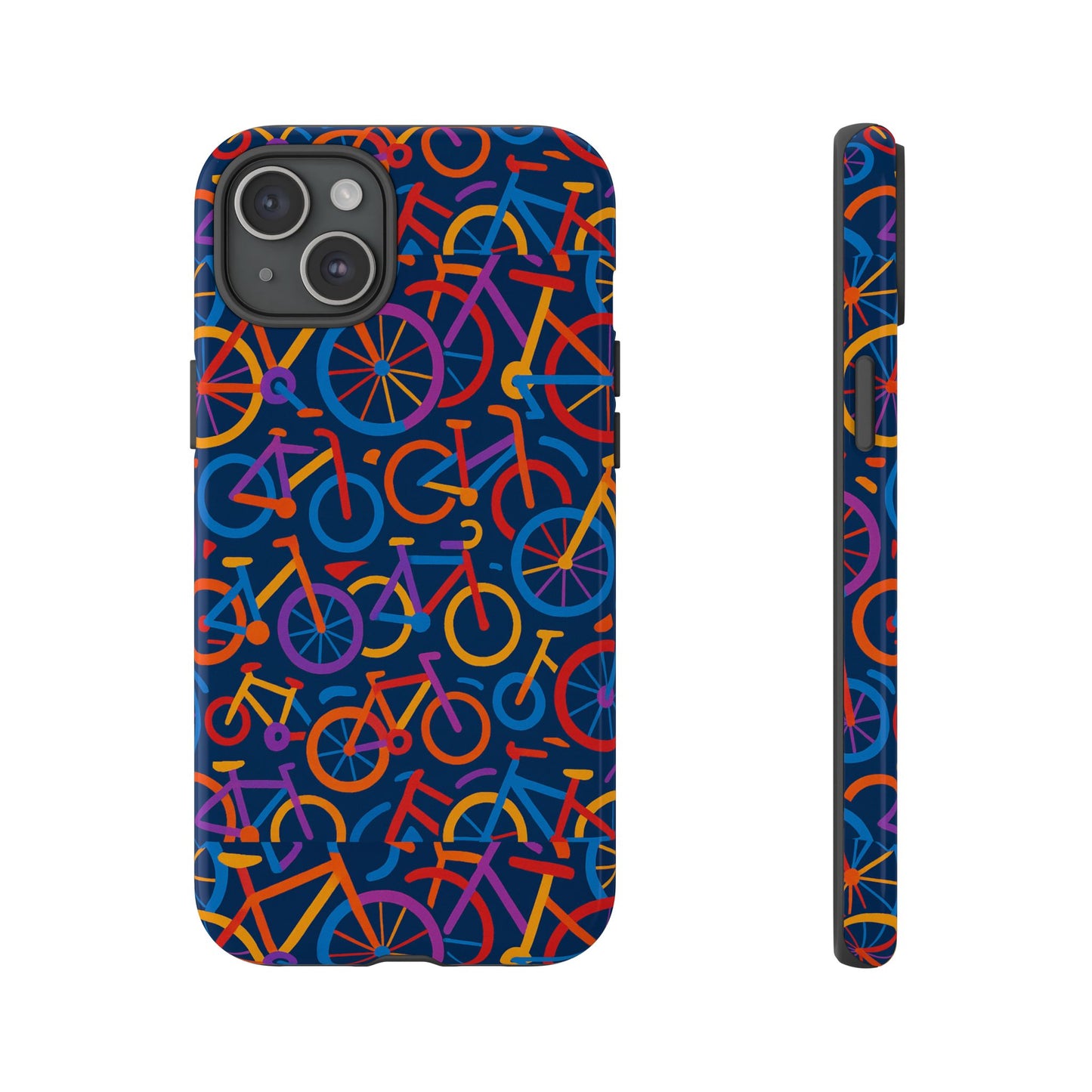 multicolour 3d bicycle pattern protective phone case stylish design for creative individuals compatible with iphone 13, 14, 15 & 16 – all models including pro, pro max & plus