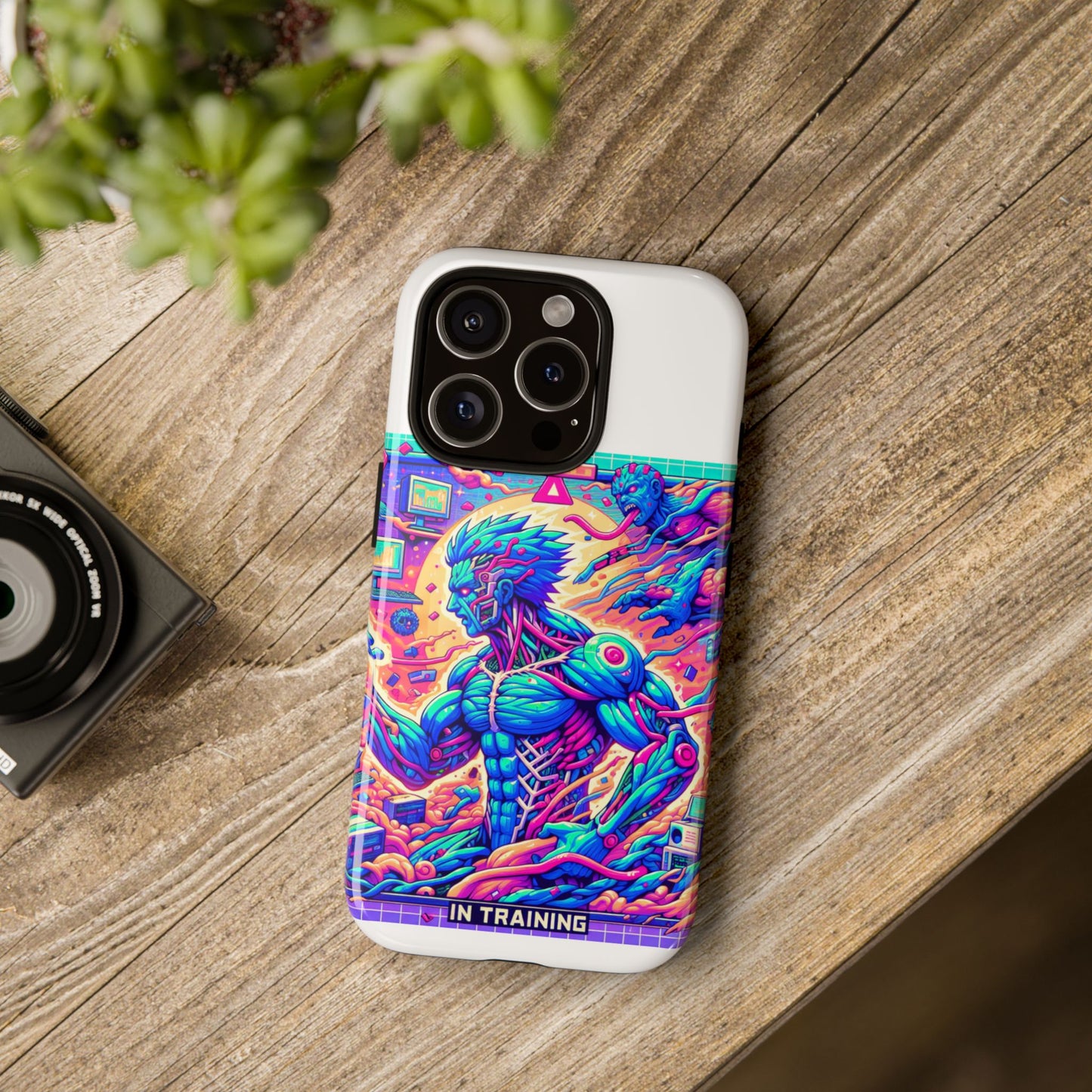 giga chad in training protective phone case for anime fans