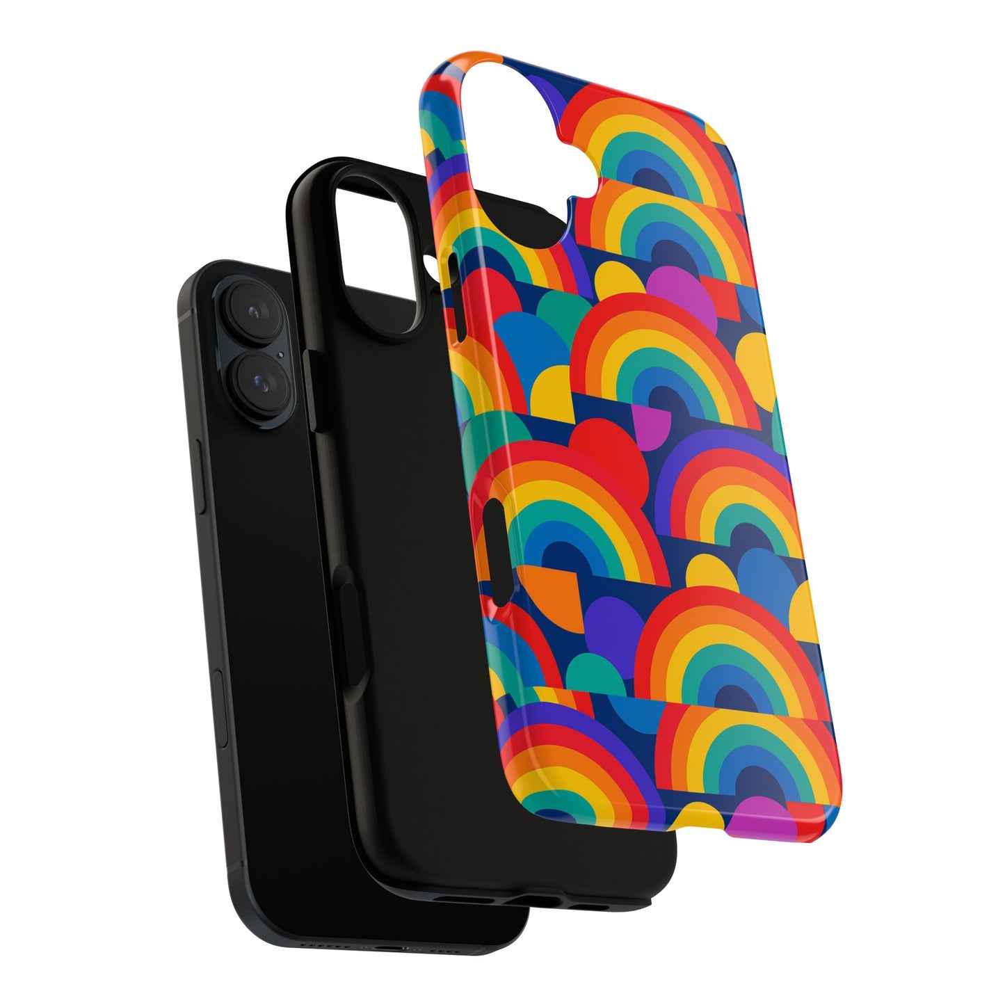 multicolour rainbow design protective phone case – stylish 3d wrap finish for unique expression – compatible with iphone 13, 14, 15 & 16 – all models including pro, pro max & plus