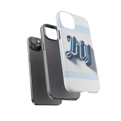 Vibrant 3D Blue Alphabet Protective Phone Case Stylish Accessory for Creative Individuals Compatible with iPhone 13, 14, 15 & 16 – all models including Pro, Pro Max & Plus