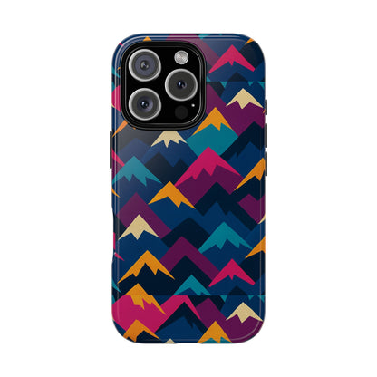 Multicolour Mountain Geometric Protective Phone Case – Stylish Accessory for Unique Self-Expression Compatible with iPhone 13, 14, 15 & 16 – all models including Pro, Pro Max & Plus
