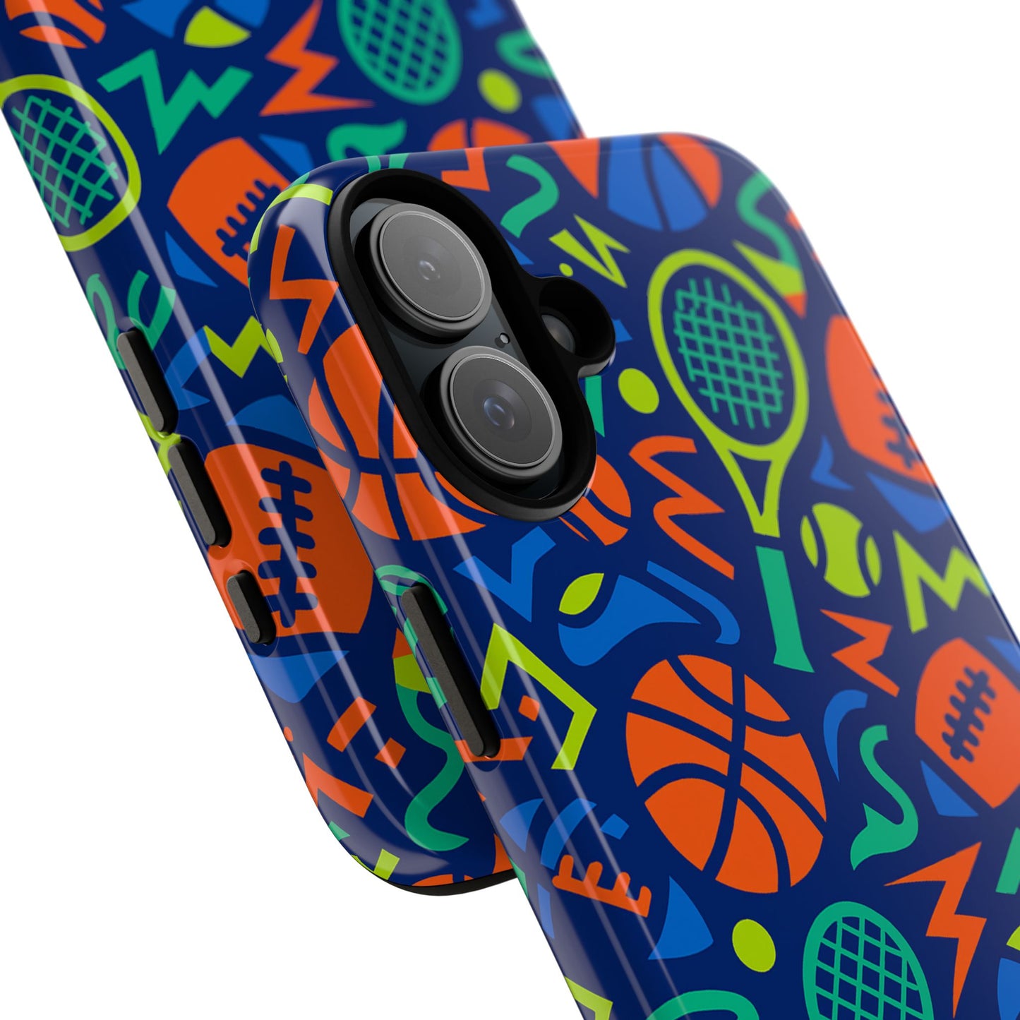 vibrant 3d sports pattern protective phone case for unisex – colourful accessory for stylish protection compatible with iphone 13, 14, 15 & 16 – all models including pro, pro max & plus