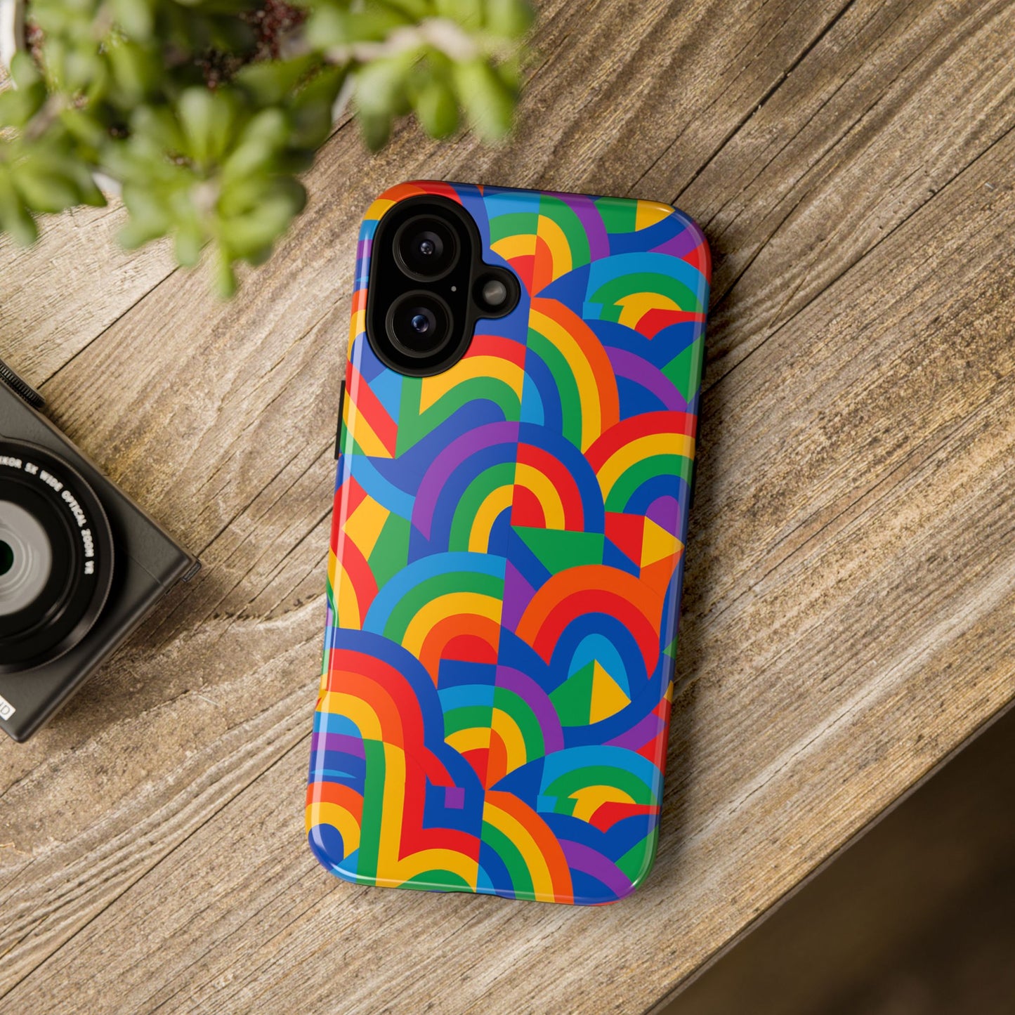 multicolour rainbow protective phone case with 3d design for stylish protection compatible with iphone 13, 14, 15 & 16 – all models including pro, pro max & plus