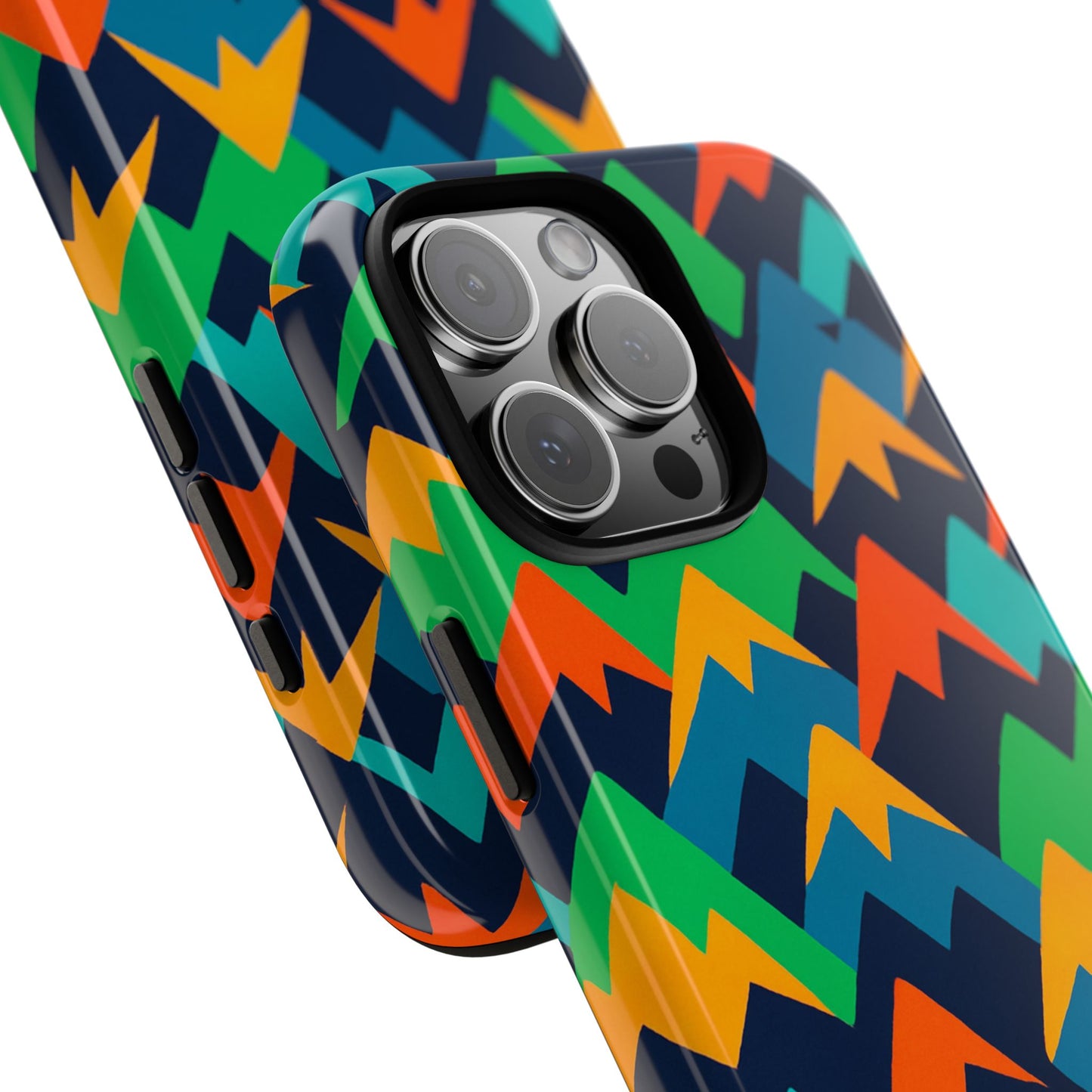 vibrant mountain design protective phone case with colourful abstract pattern for stylish protection compatible with iphone 13, 14, 15 & 16 – all models including pro, pro max & plus