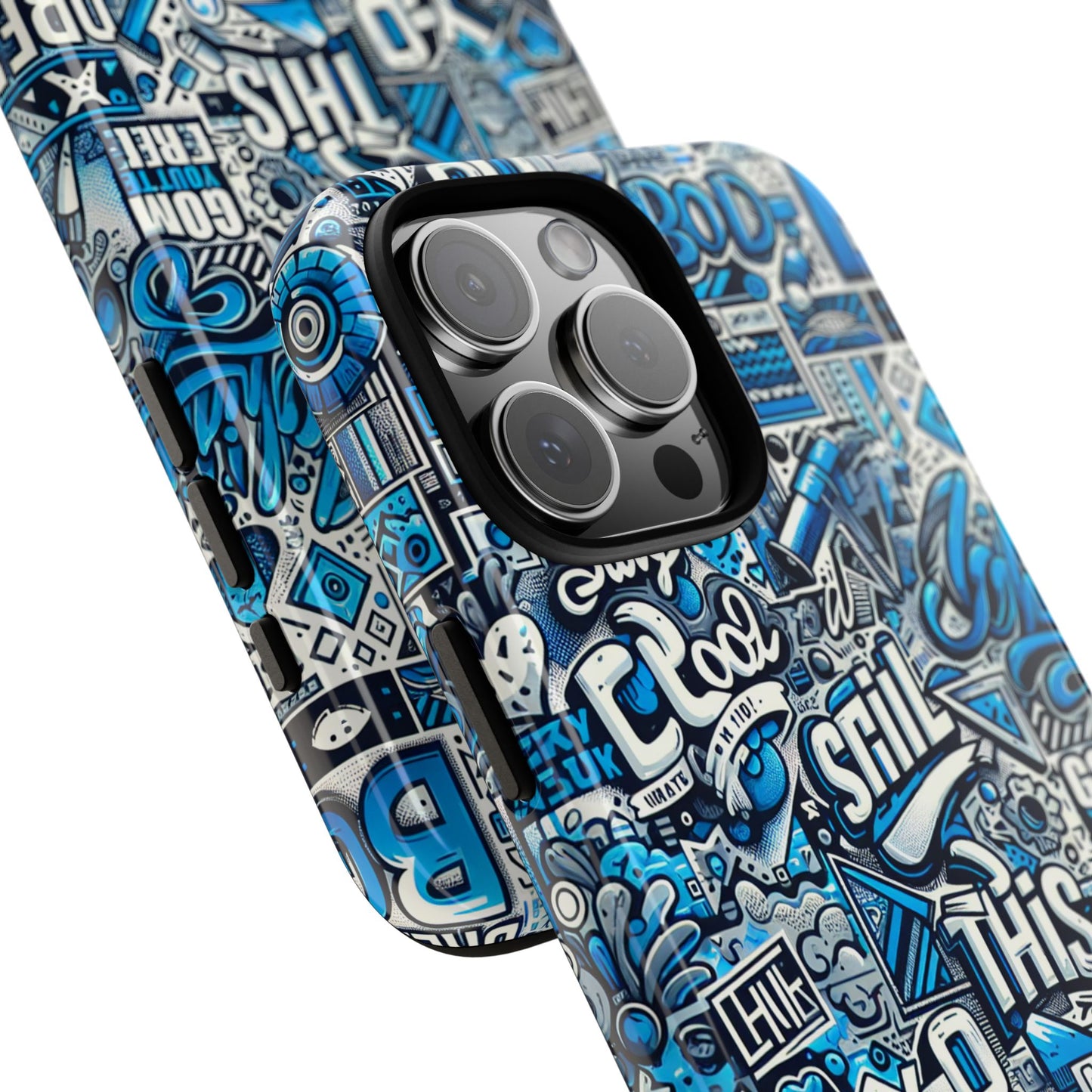 3d wrap protective phone case in vibrant blue retro design for unique style and playful expression compatible with iphone 13, 14, 15 & 16 – all models including pro, pro max & plus