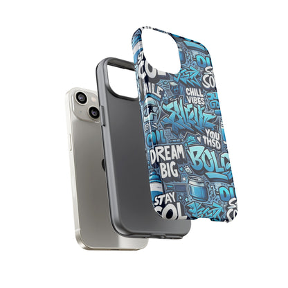 Protective Phone Case with 3D Blue Graffiti Design for Stylish Device Protection and Unique Expression Compatible with iPhone 13, 14, 15 & 16 – all models including Pro, Pro Max & Plus