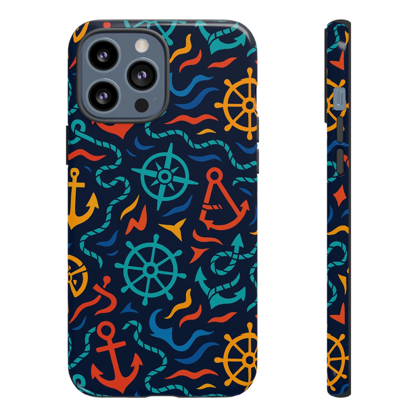 nautical multicolor protective phone case with 3d wrap design for unique style and self-expression compatible with iphone 13, 14, 15 & 16 – all models including pro, pro max & plus