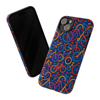 Multicolour 3D Bicycle Pattern Protective Phone Case Stylish Design for Creative Individuals Compatible with iPhone 13, 14, 15 & 16 – all models including Pro, Pro Max & Plus