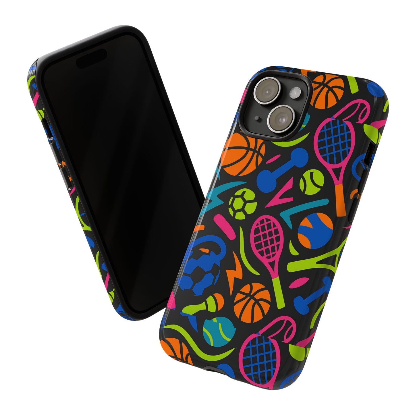 vibrant 3d sport-themed protective phone case in multicolour design for active lifestyle compatible with iphone 13, 14, 15 & 16 – all models including pro, pro max & plus