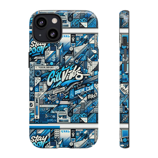 Vibrant 3D Wrap Protective Phone Case in Retro Blue Aesthetic for Stylish Protection Compatible with iPhone 13, 14, 15 & 16 – All Models Including Pro, Pro Max & Plus