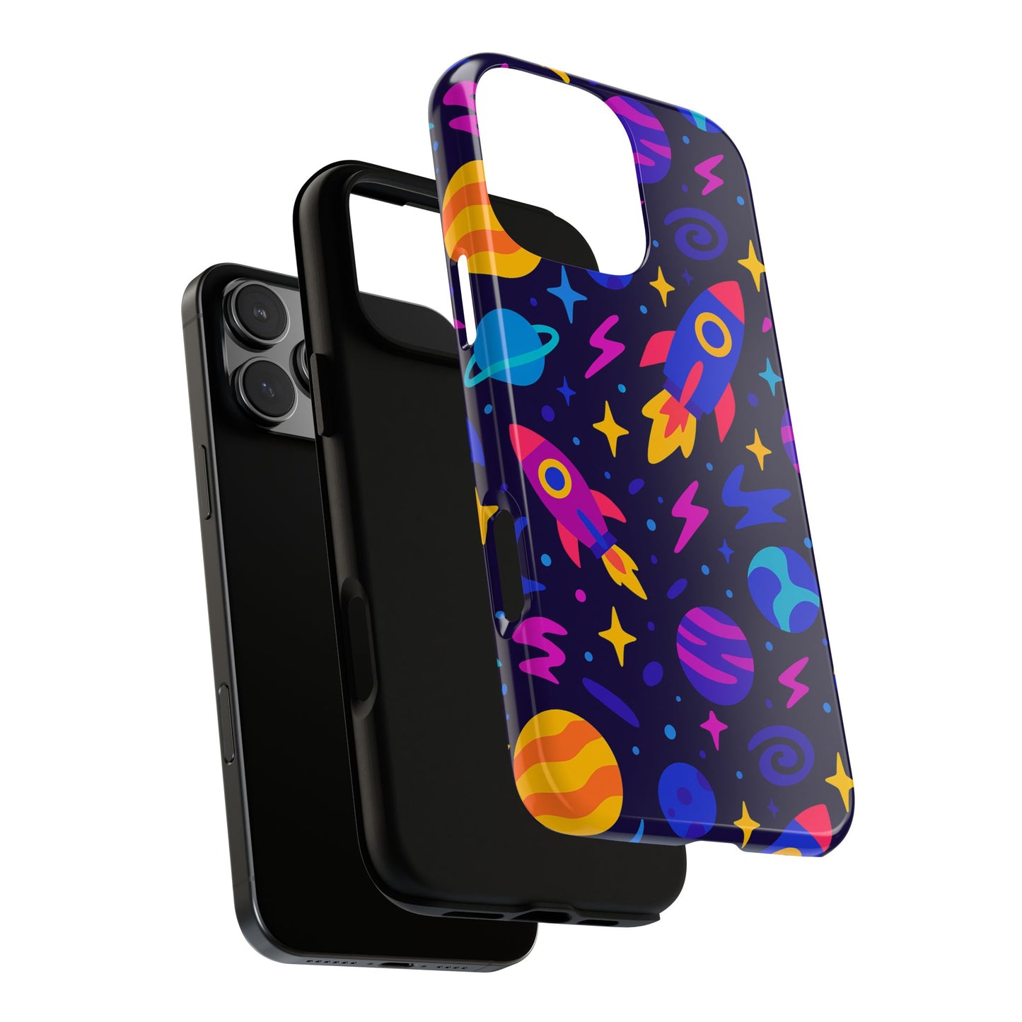 vibrant 3d wrap protective phone case with playful space theme for stylish self-expression compatible with iphone 13, 14, 15 & 16 – all models including pro, pro max & plus