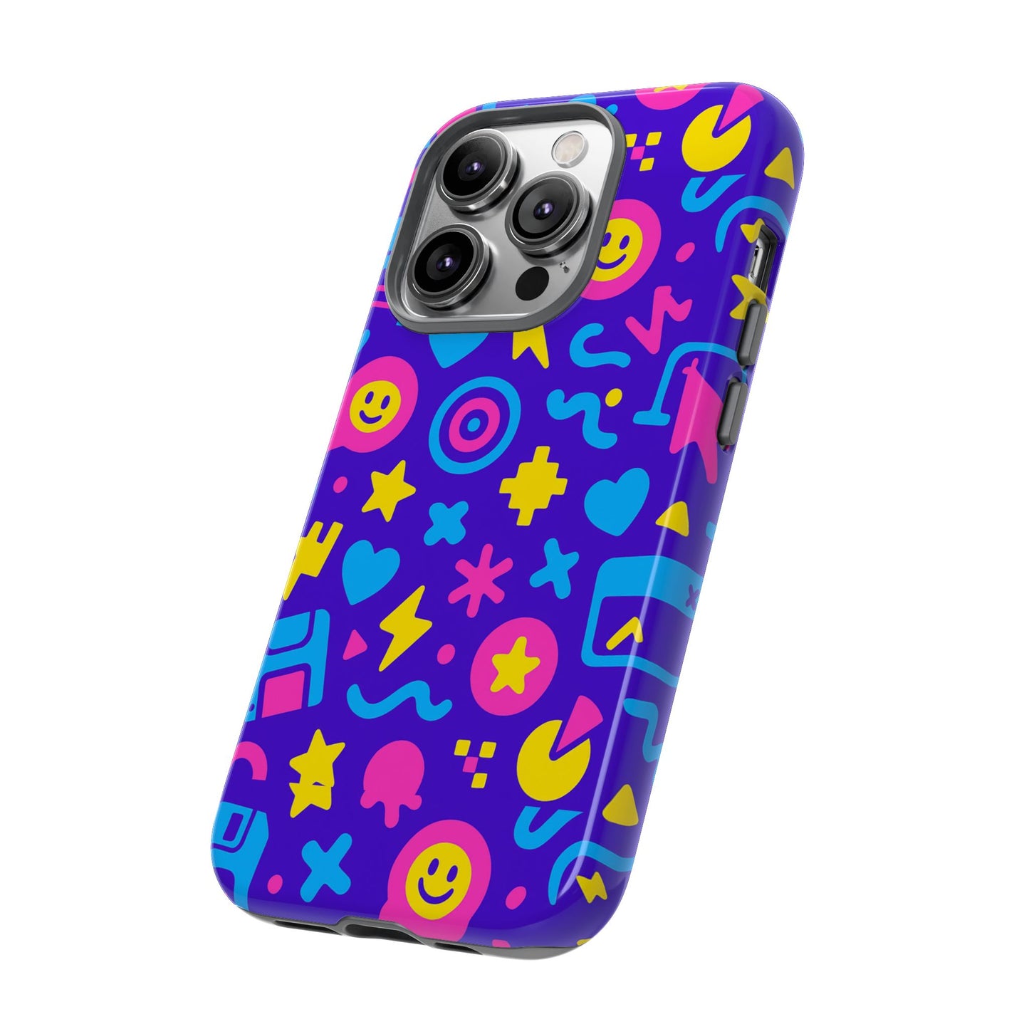multicolor y2k protective phone case with 3d wrap design – fun and playful accessory compatible with iphone 13, 14, 15 & 16 – all models including pro, pro max & plus