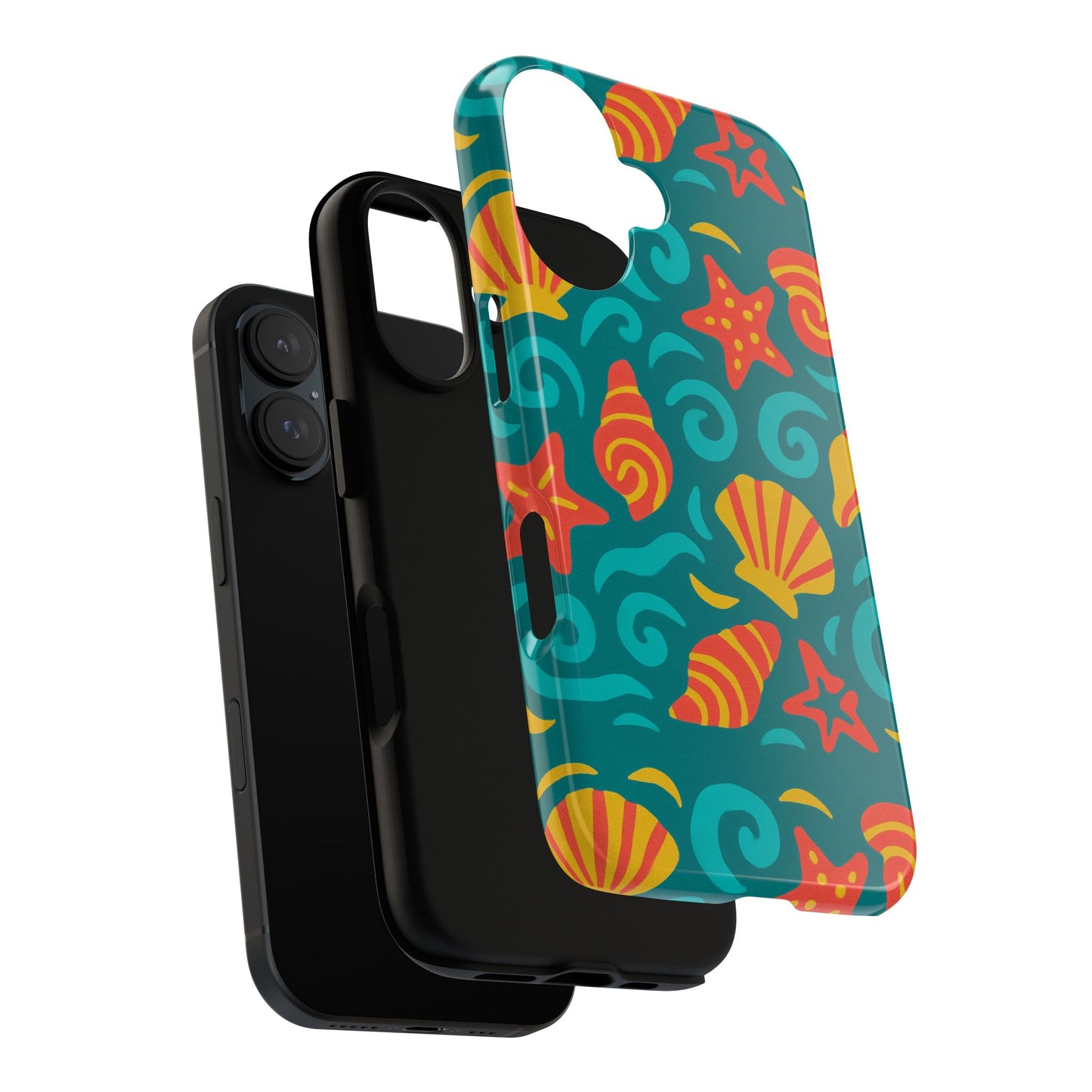 vibrant coastal shell pattern protective phone case for stylish self-expression compatible with iphone 13, 14, 15 & 16 – all models including pro, pro max & plus