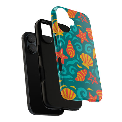 Vibrant Coastal Shell Pattern Protective Phone Case for Stylish Self-Expression Compatible with iPhone 13, 14, 15 & 16 – all models including Pro, Pro Max & Plus