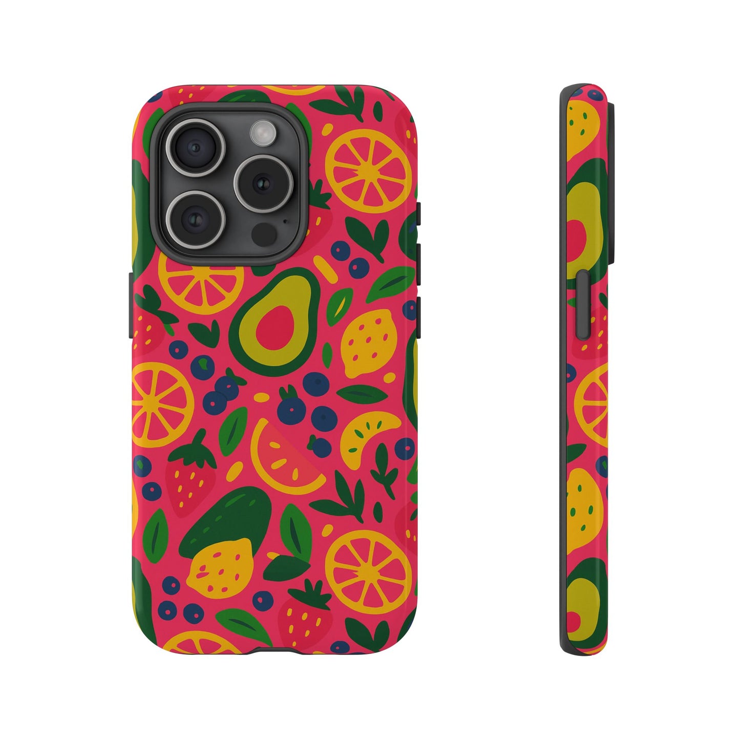 vibrant 3d fruit pattern protective phone case - playful accessory for individuality and stylish protection compatible with iphone 13, 14, 15 & 16 – all models including pro, pro max & plus