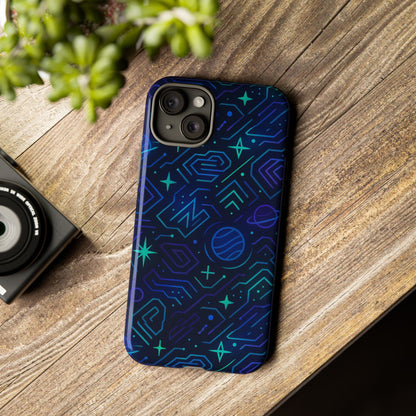 Vibrant Space Design Protective Phone Case in Blue and Green 3D Wrap for Stylish Protection Compatible with iPhone 13, 14, 15 & 16 – All Models Including Pro, Pro Max & Plus