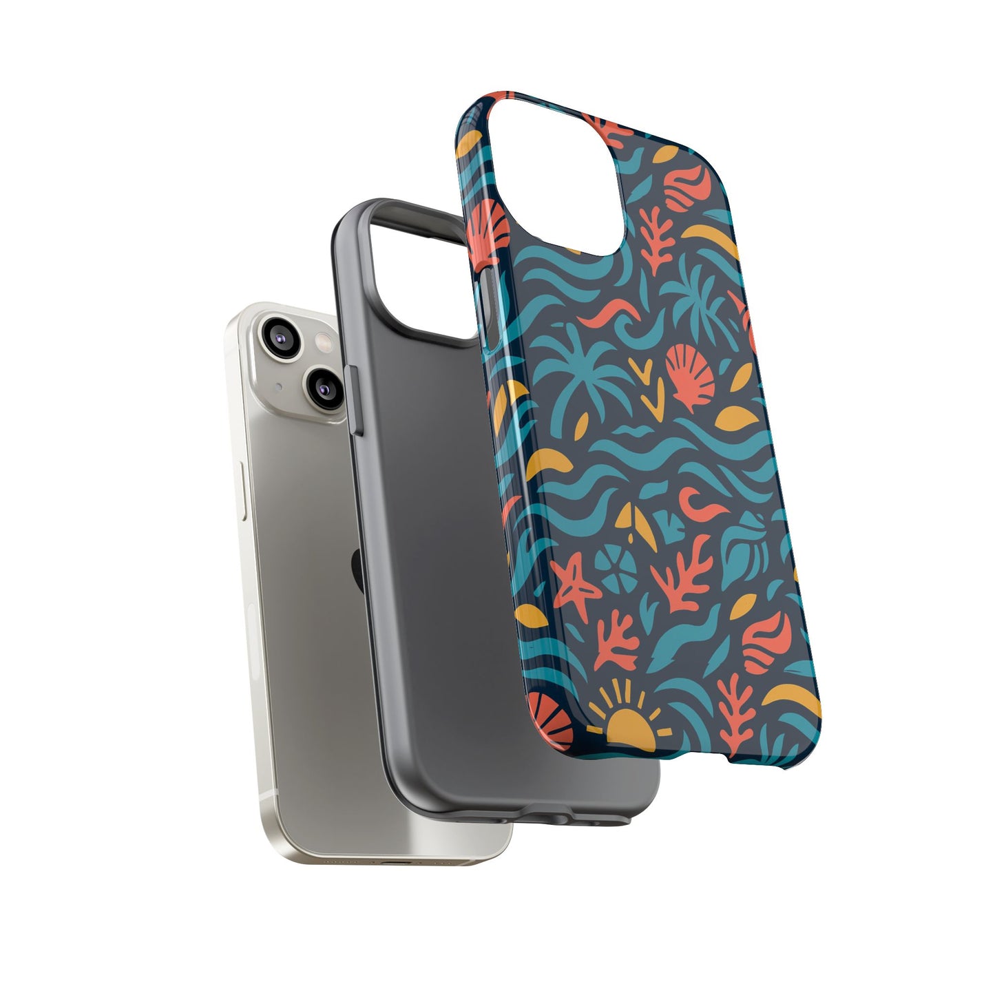 vibrant tropical pattern phone case with 3d design for stylish protection compatible with iphone 13, 14, 15 & 16 – all models including pro, pro max & plus
