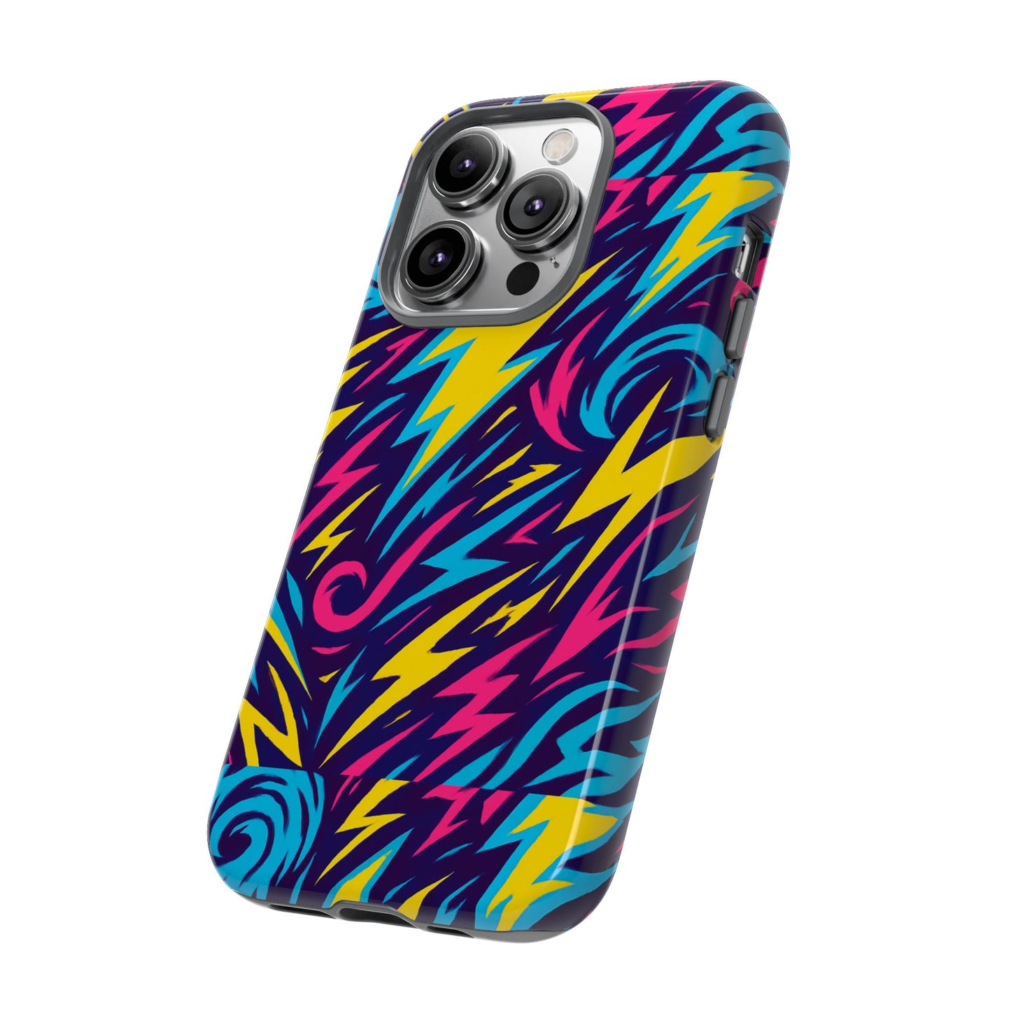 vibrant retro lightning bolt protective phone case with 3d design for fashion lovers compatible with iphone 13, 14, 15 & 16 – all models including pro, pro max & plus