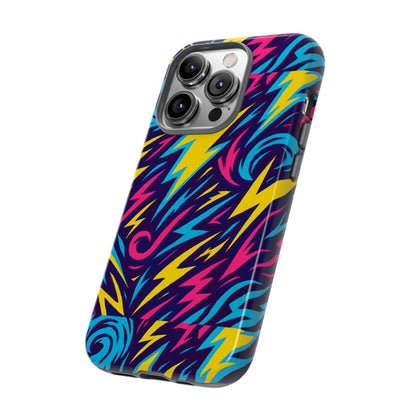 Vibrant Retro Lightning Bolt Protective Phone Case with 3D Design for Fashion Lovers Compatible with iPhone 13, 14, 15 & 16 – all models including Pro, Pro Max & Plus