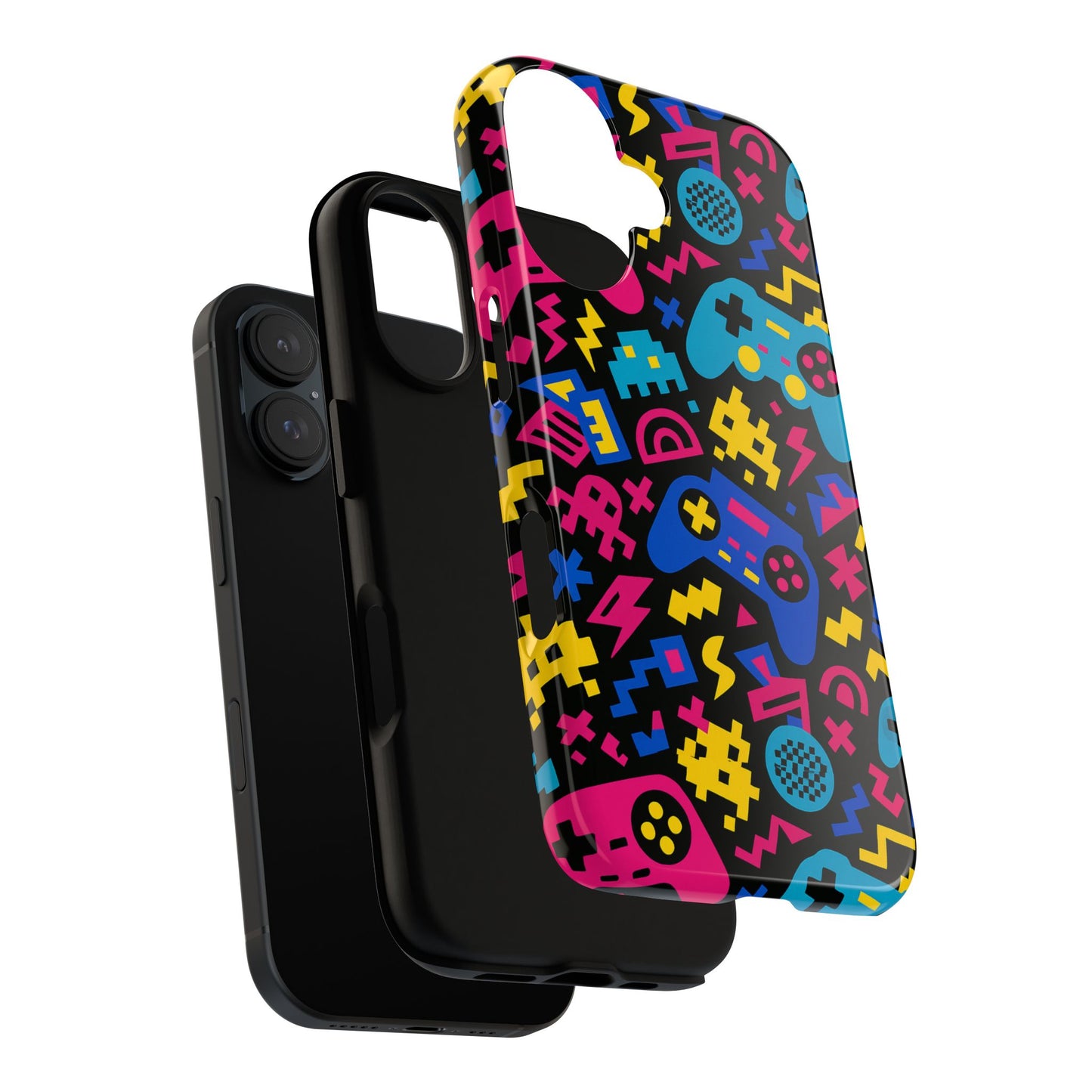 vibrant retro gaming phone case with 3d design for stylish protection compatible with iphone 13, 14, 15 & 16 – all models including pro, pro max & plus