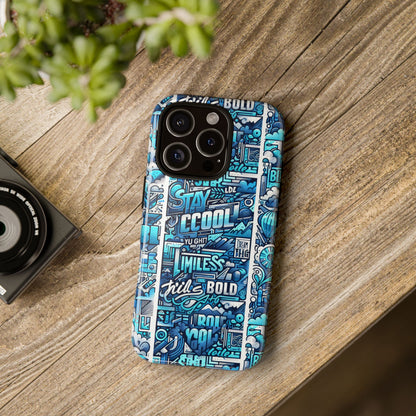 Vibrant Artistic 3D Wrap Phone Case in Blue for Trendsetters – Stylish Protection Compatible with iPhone 13, 14, 15 & 16 – All Models Including Pro, Pro Max & Plus
