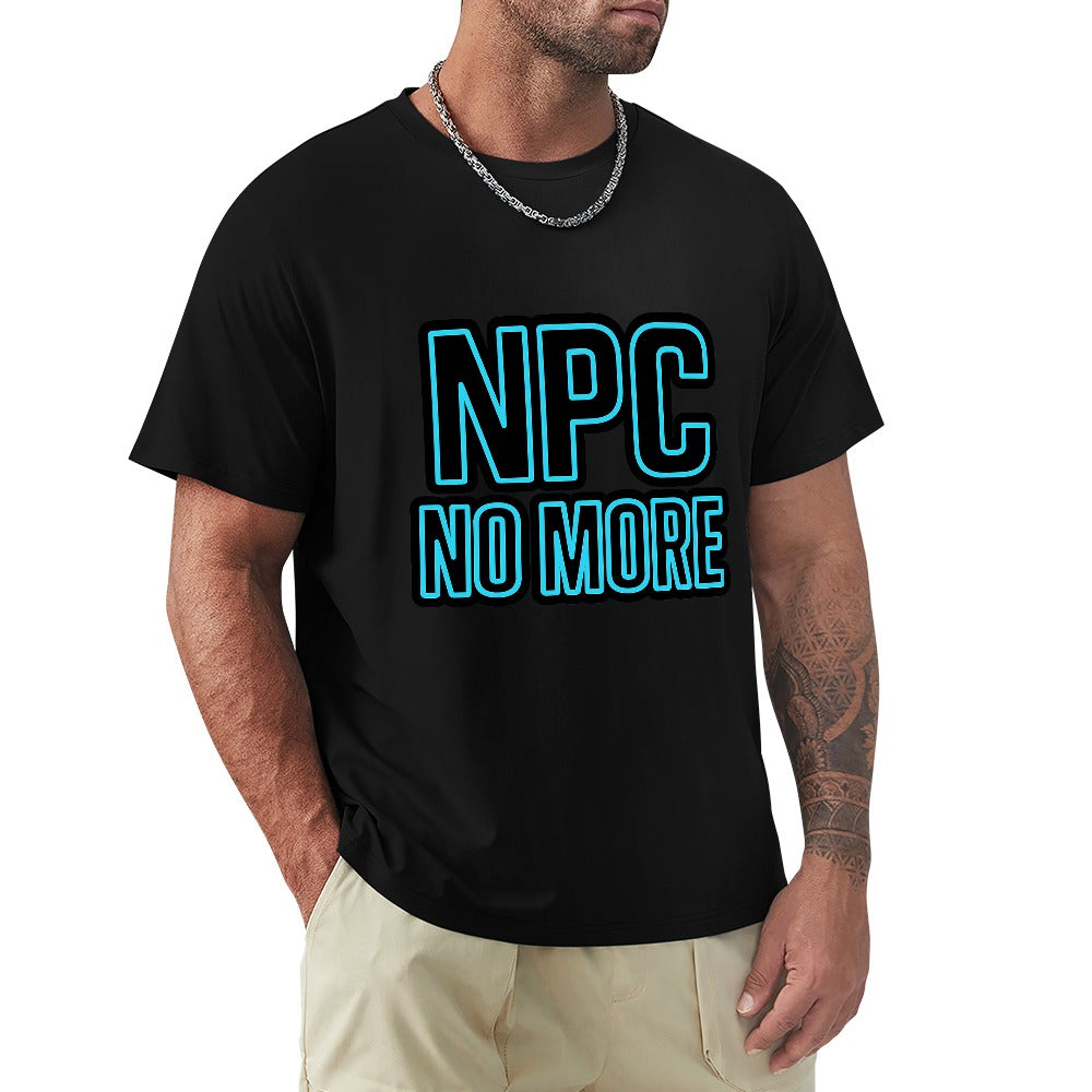 men's t-shirt 100% cotton npc no more graphic tee, comfortable fit, stylish casual wear for gym, home, or outings, breathable fabric, easy care, perfect gift for men