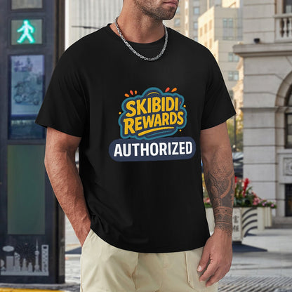 Men's T-Shirt 100% Cotton SKIBIDI REWARDS Authorized Graphic Tee for Casual Wear, Comfortable Fit, Vibrant Design, Ideal for Everyday Activities and Fitness Enthusiasts
