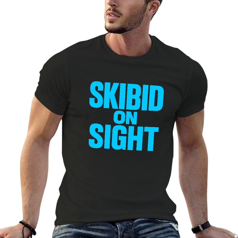 2025 150g men's short sleeve t-shirt skibid on sight casual cotton tee