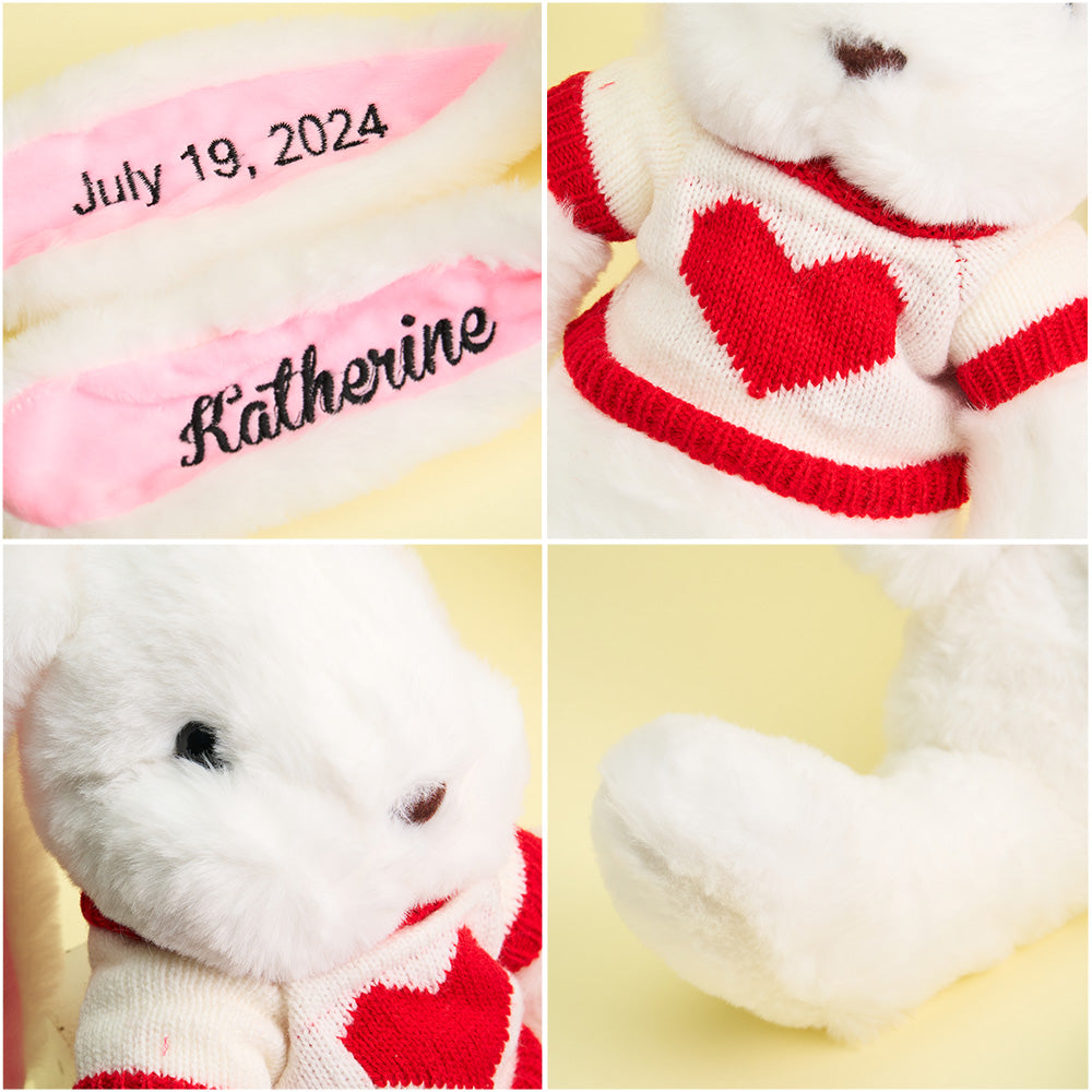 personalized sweater bunny plush toys custom rabbit with embroidered name gift for children soft cuddly toy for birthdays and special occasions