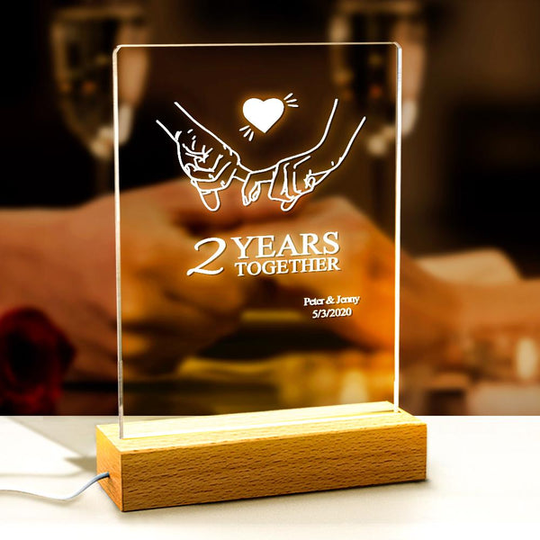 custom name night light anniversary table lamp for couples gift - personalised acrylic romantic home decor with usb switch