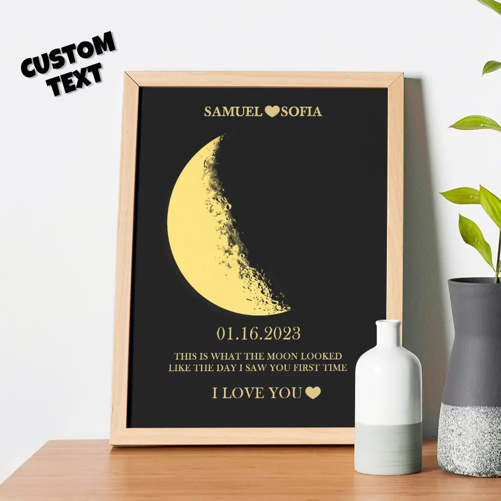 custom moon phase wooden frame with names and text art frame ideal valentine's day gift for couples