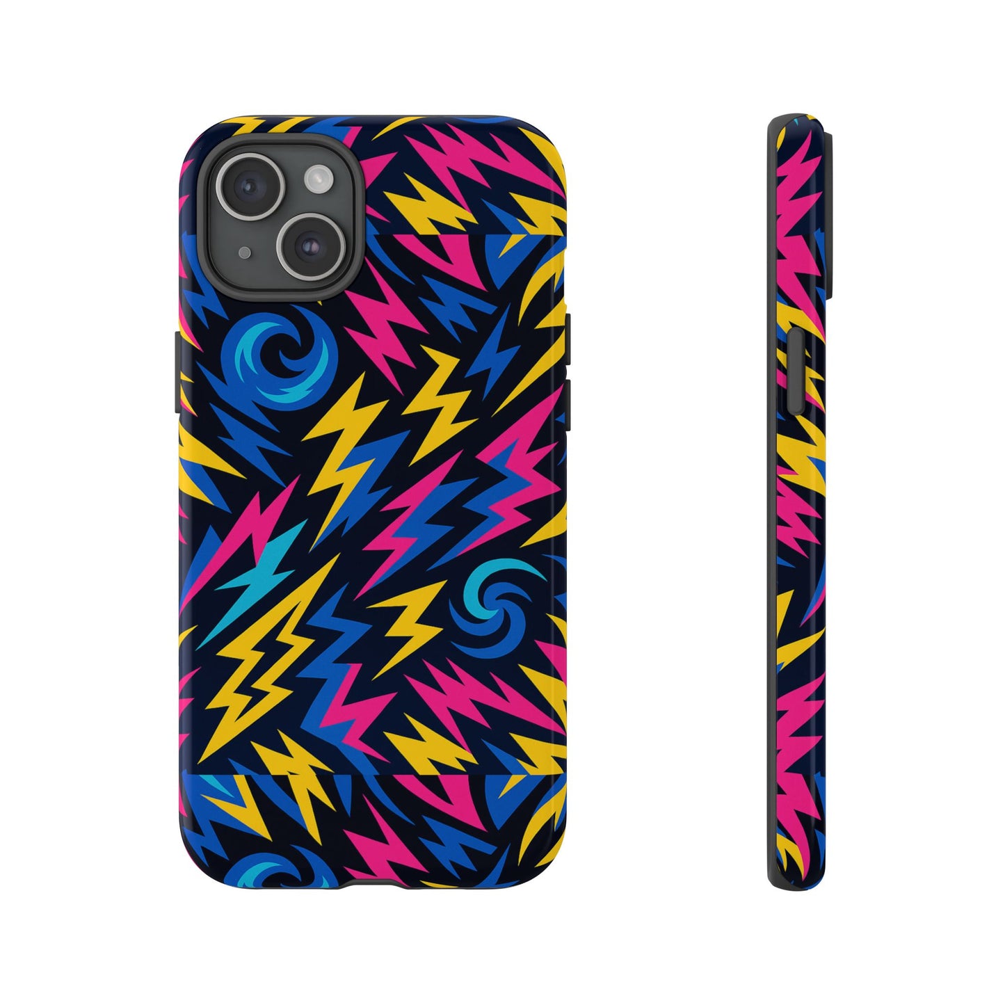 vibrant lightning bolt protective phone case with 3d wrap design for trendy aesthetic accessories compatible with iphone 13, 14, 15 & 16 – all models including pro, pro max & plus