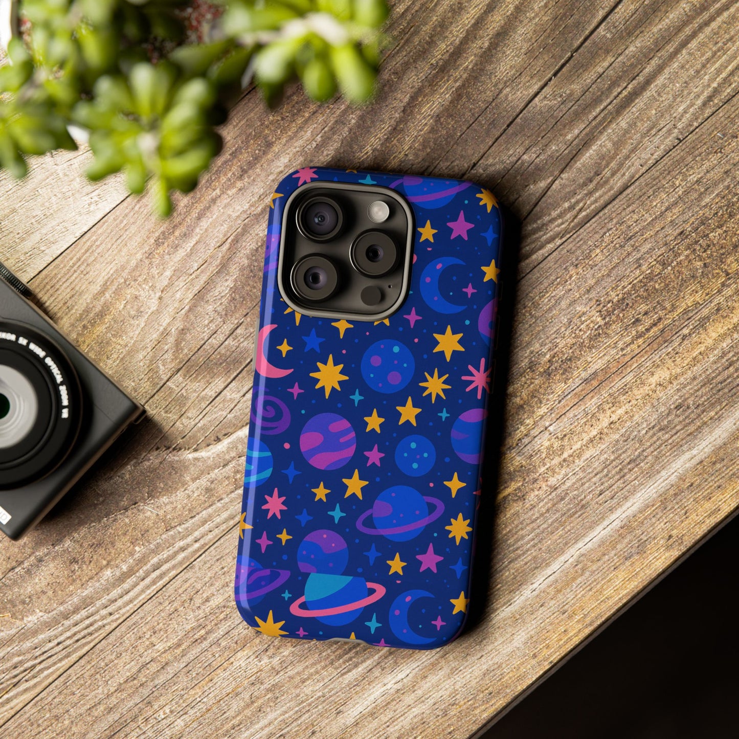 vibrant space theme protective phone case for unisex – colourful 3d design fashion accessory compatible with iphone 13, 14, 15 & 16 – all models including pro, pro max & plus
