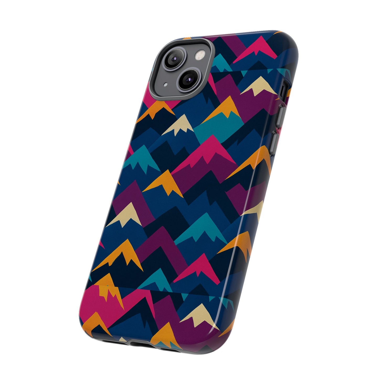 multicolour mountain geometric protective phone case – stylish accessory for unique self-expression compatible with iphone 13, 14, 15 & 16 – all models including pro, pro max & plus